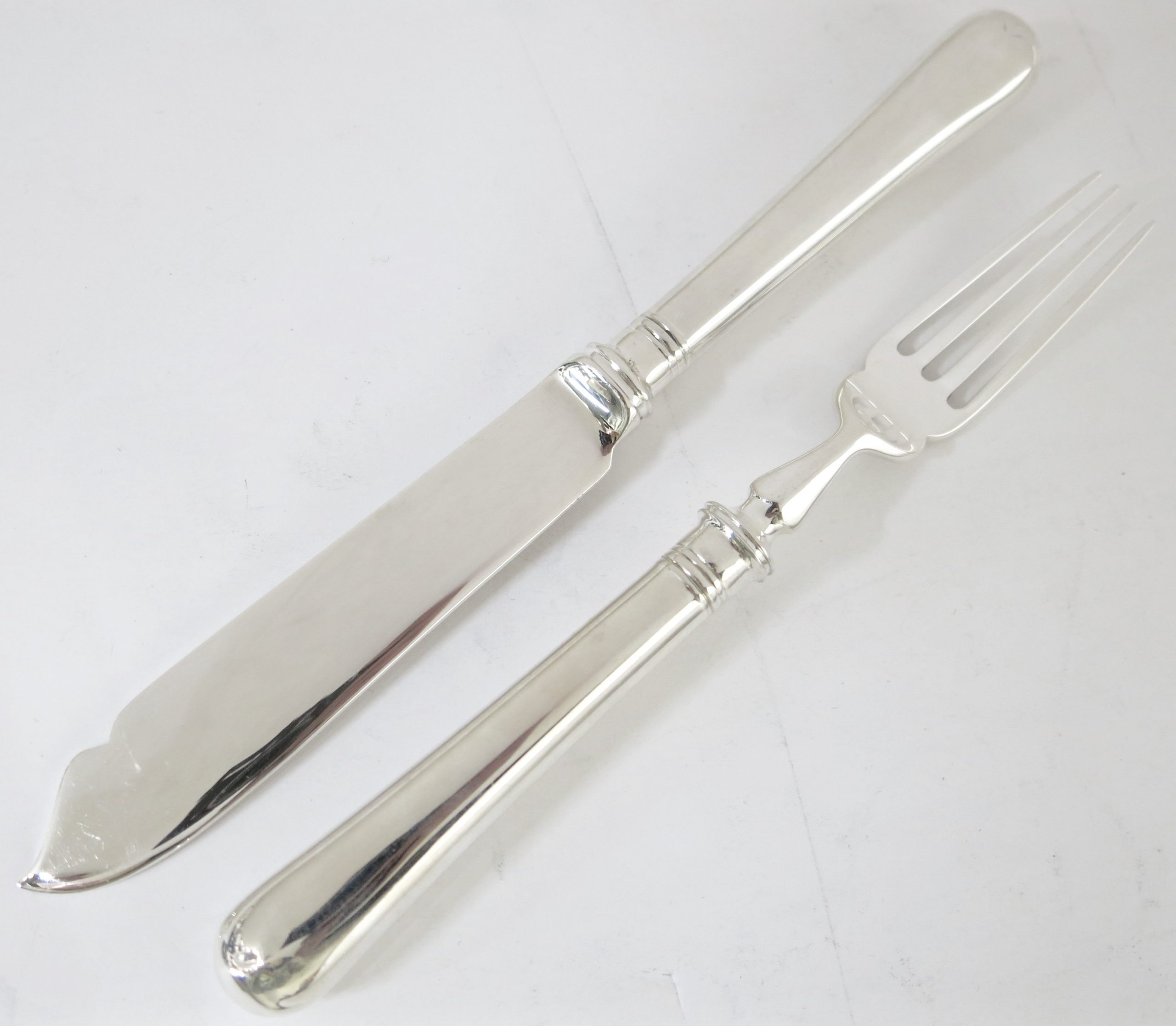 CJ Vander English Sterling Silver Fish Knives & Forks For 12 People. Old English
