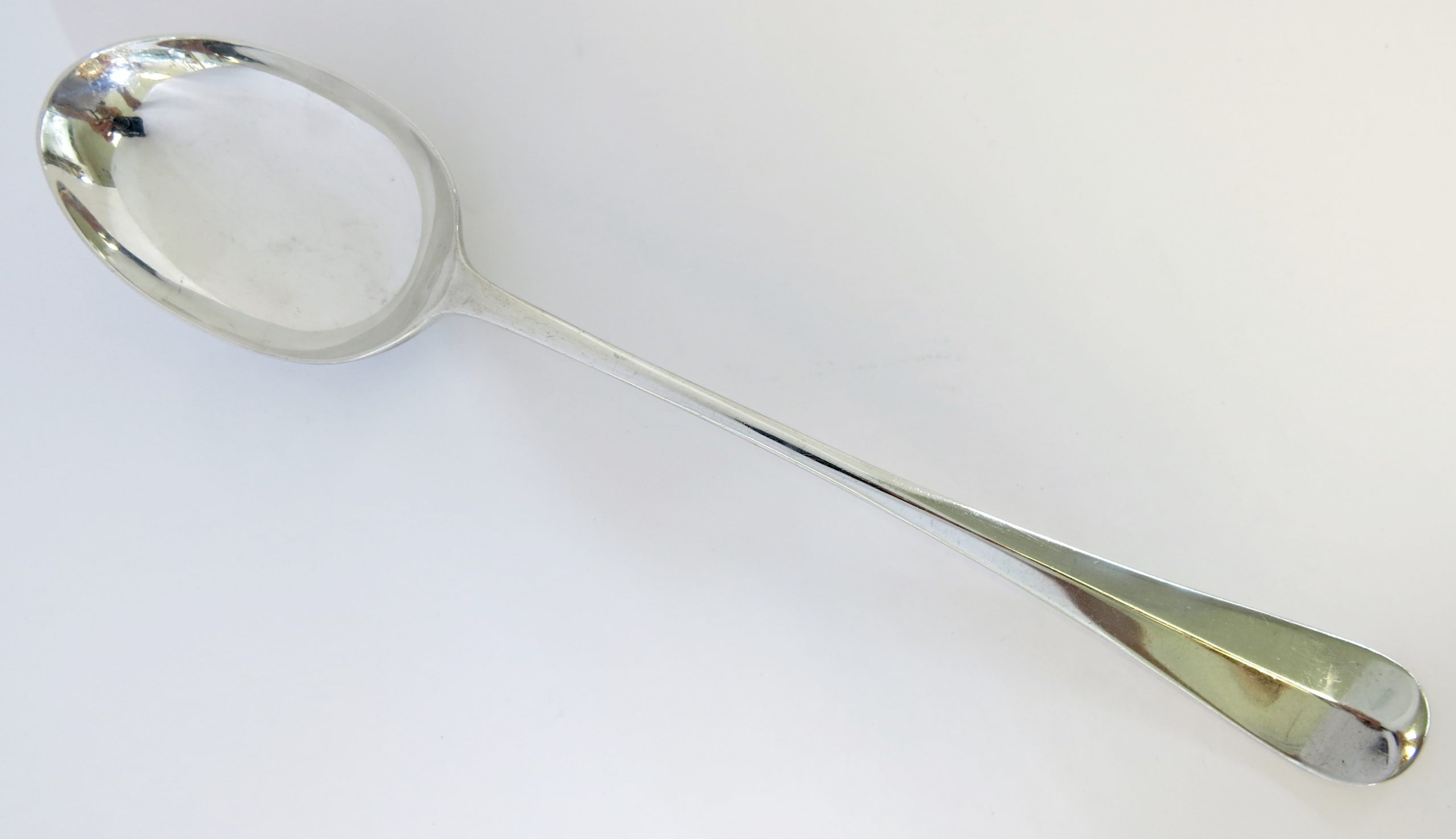 Queen Anne / Rattail Pattern Serving/Stuffing/Basting Spoon. English Sterling Silver