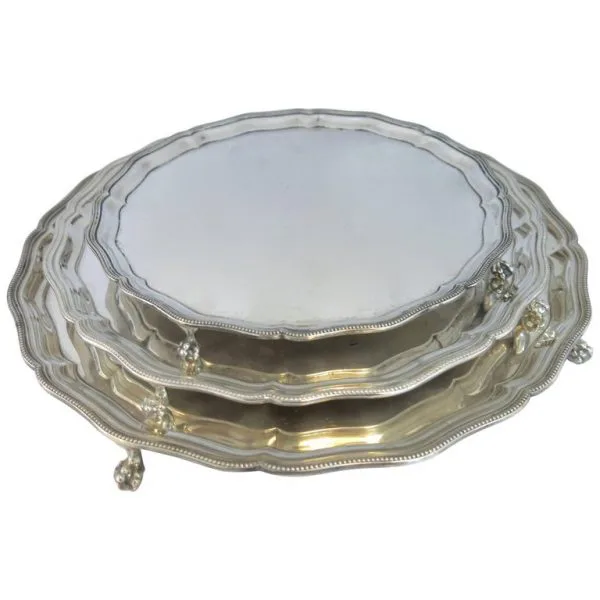 Antique English, Sterling Silver Tray By Hunt & Roskell. Ashburnham Pattern
