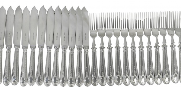 Sterling Silver Fish Knives and Forks, 12 Pair Bateman Style by CJ Vander