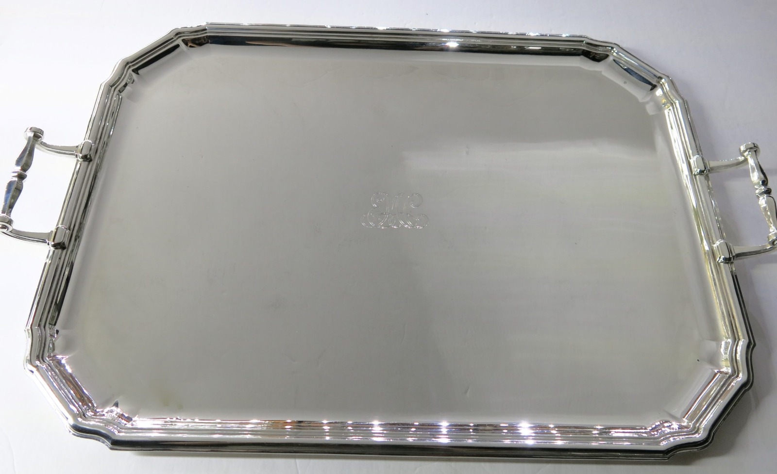 Antique Tiffany French Sterling Silver Large Tray. Deco Style